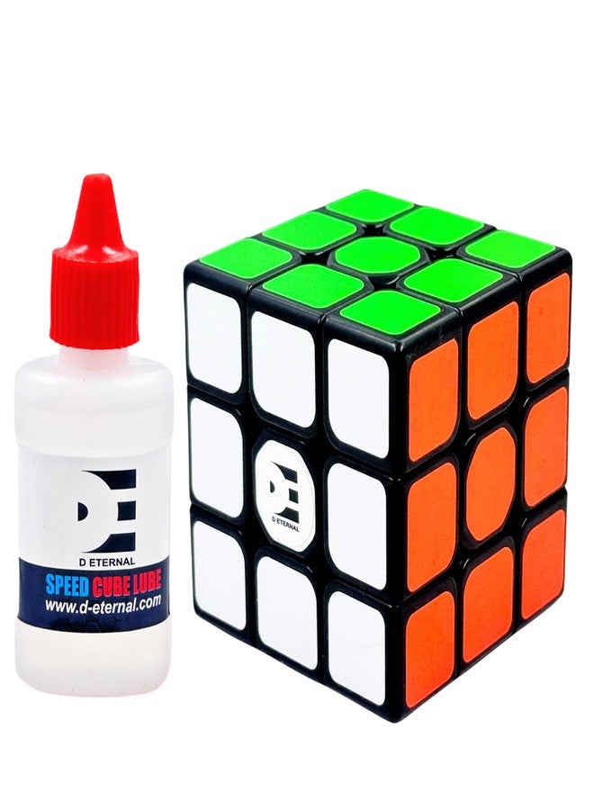 D Eternal Speed Cube 3x3 with Lubricant, Professional Magic Puzzle Cube, Black - Image 1